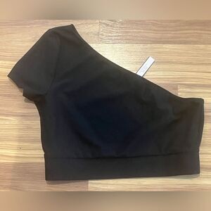 Victoria’s Secret Sport Black Active Wear One shoulder Crop Top Size M